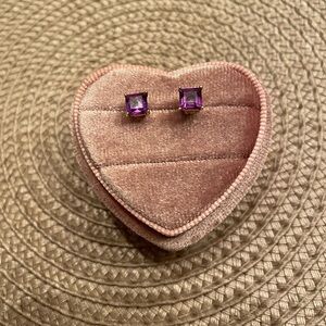 Amethyst 14k gold earrings.